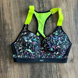 VSX Neon Yellow and Splatter Sports Bra